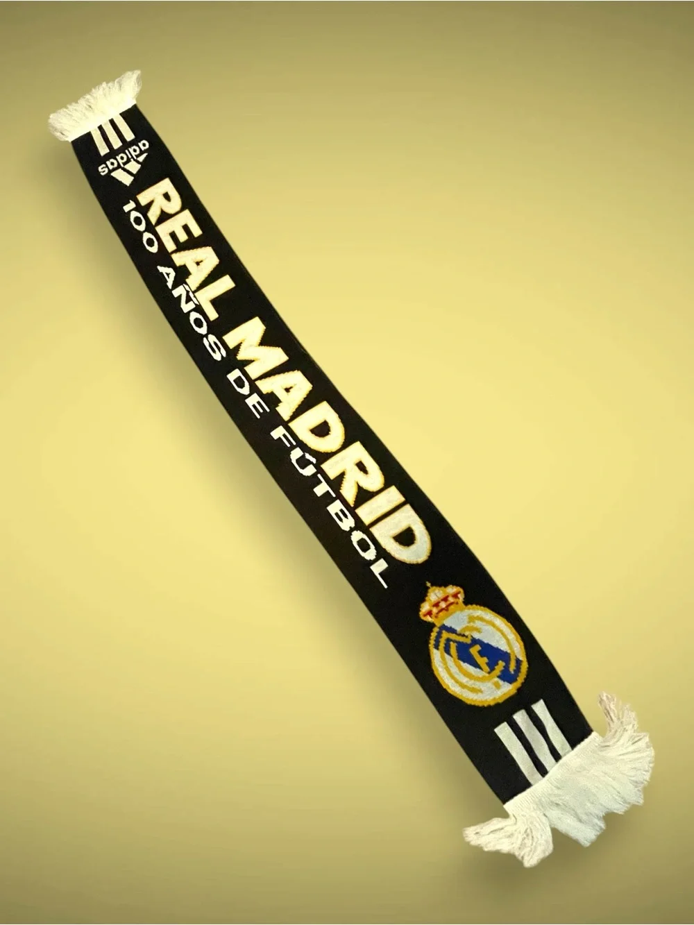 VTG Adidas Real Madrid Centenary Scarf 1902-2002 100 Años De Fútbol Knit Black